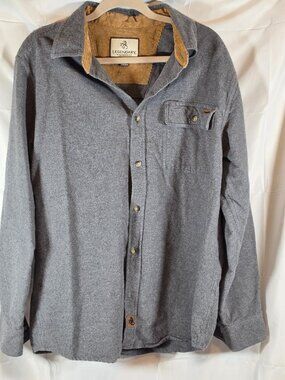 Legendary Whitetails Men's Gray 100% Cotton Flannel Shirt Corduroy Trim LG